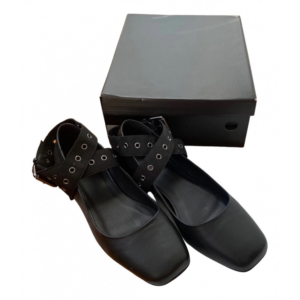 Black Square Toe Flats